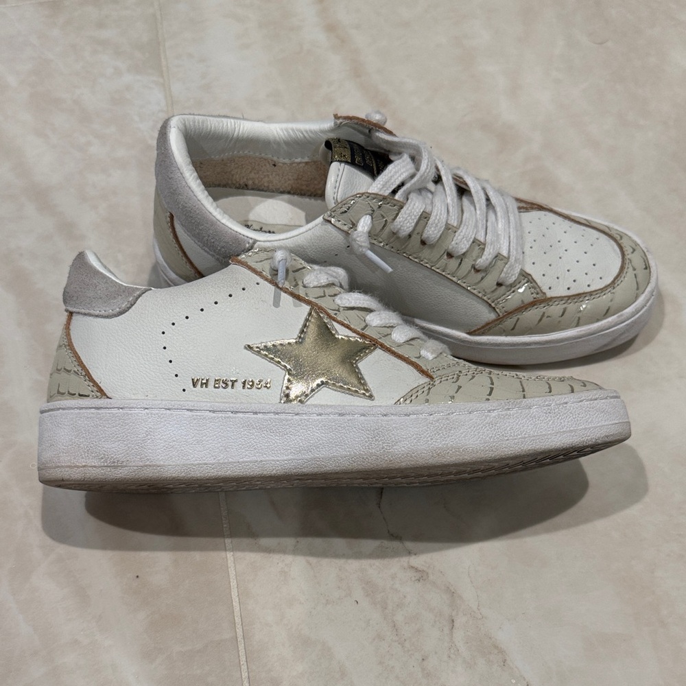 White and Gold Sneakers